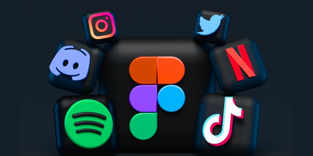 social media logos on a black background