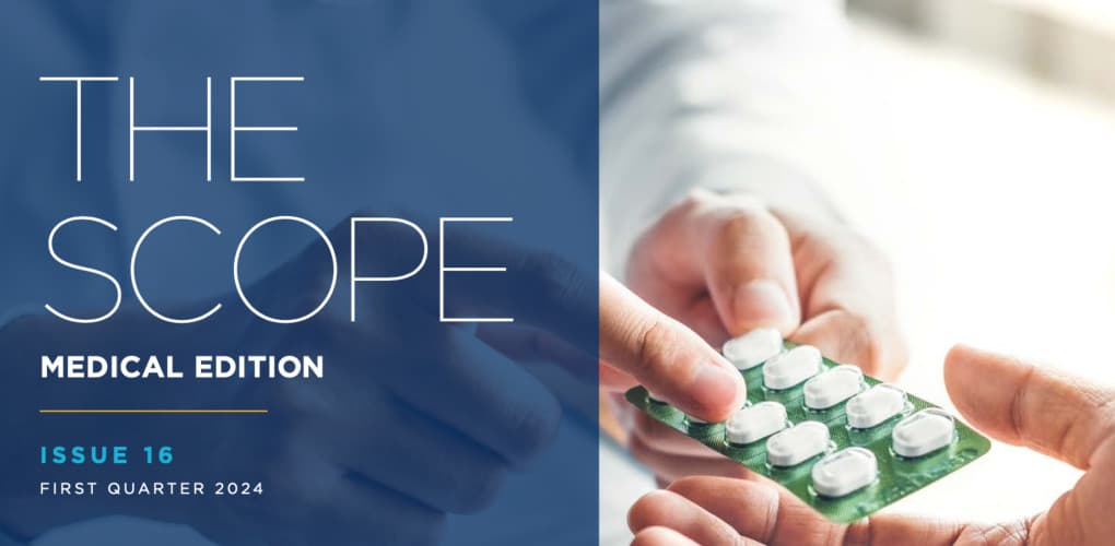 cover of the scope medical edition depicting action to address drug shortages